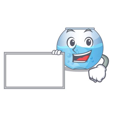 Tahta kase akvaryum ile karikatür ile izole