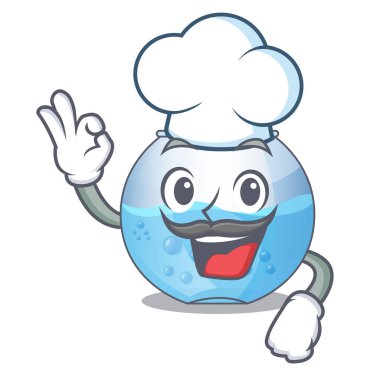 Şef kase karikatür akvaryum ahşap masa üstünde