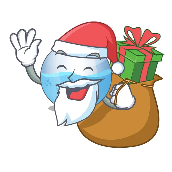 Santa avec aquarium bol miniature cadeau en forme de mascotte — Image vectorielle