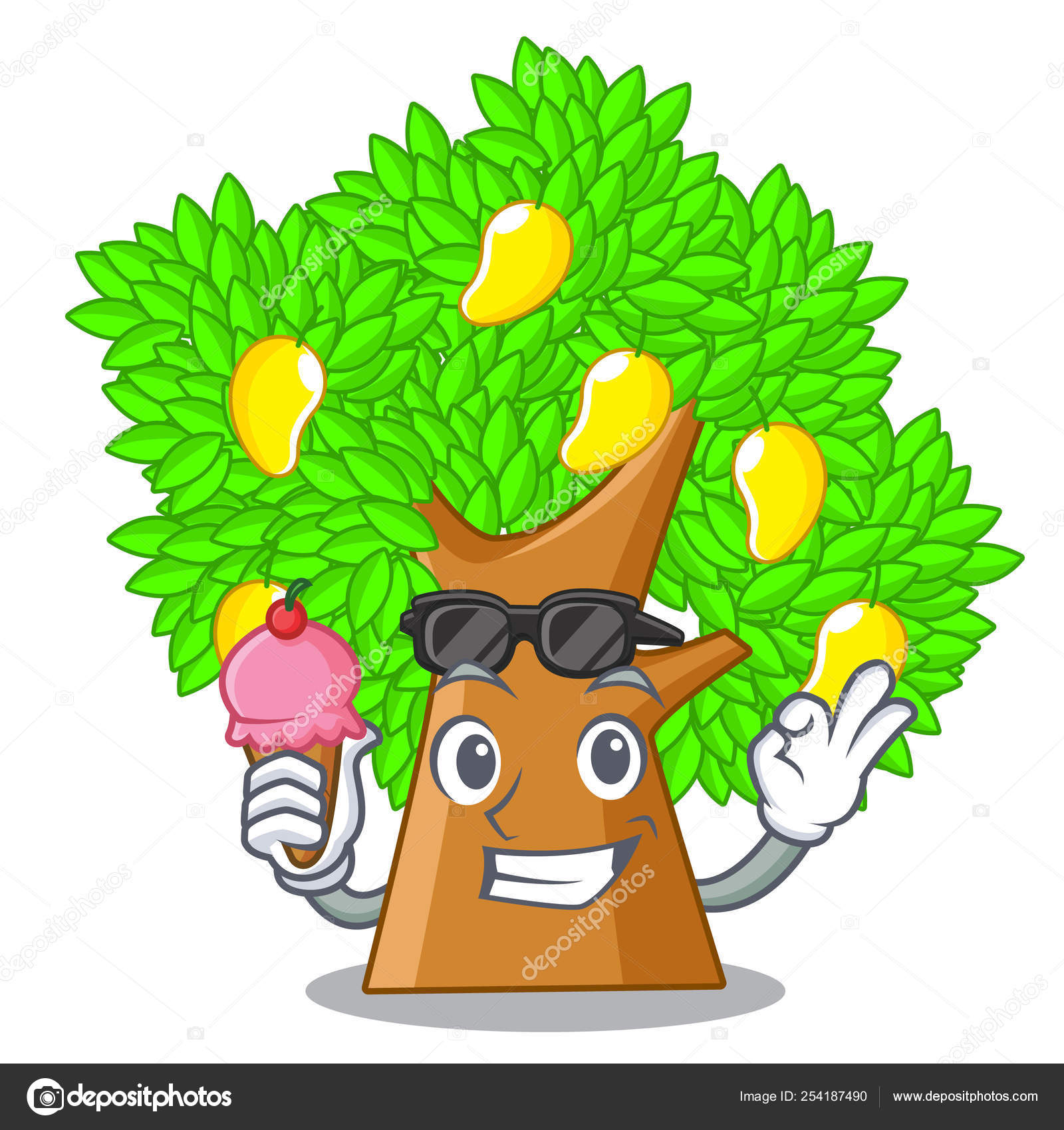 With Ice Cream Mango Tree In The Cartoon Shape Vector Image By C Kongvector Vector Stock