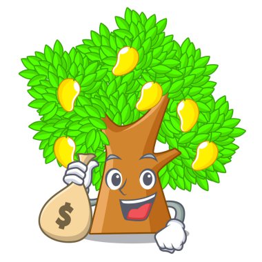 Para çantası mango ağacı ile maskotu ile izole
