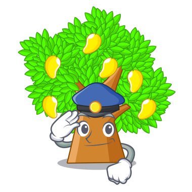 Polis mango ağacı maskotu ile izole