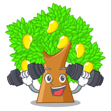 Fitness mango ağacı maskotu ile izole