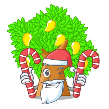 Santa ile şeker oyuncak karikatür mango ağacı tablosunun üst kısmındaki