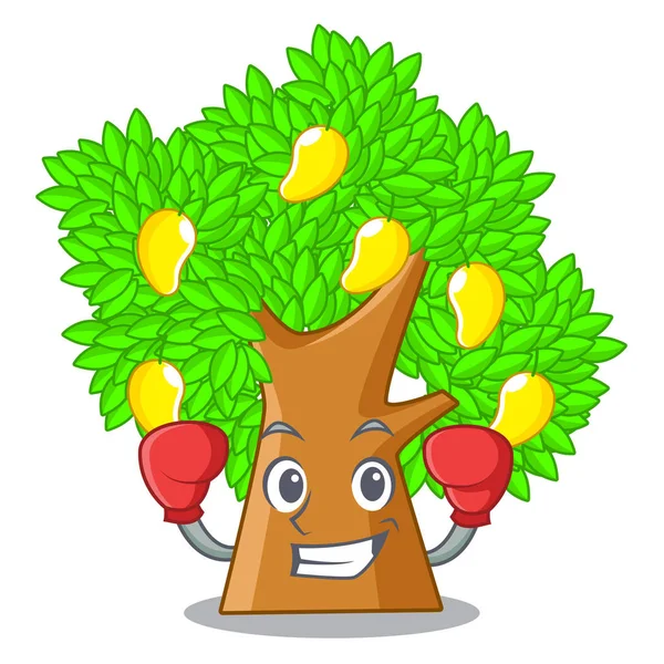Drzewa mango Boks na białym tle z maskotką — Wektor stockowy