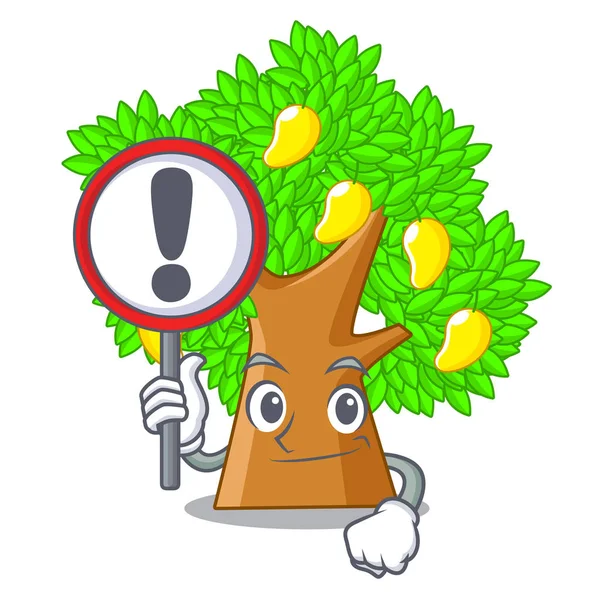 Z drzewa mango znak na białym tle z maskotką — Wektor stockowy