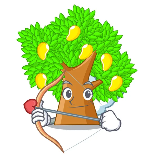 Drzewa mango amorek na białym tle z maskotką — Wektor stockowy
