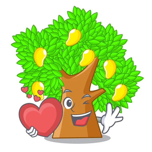 Con carácter de corazón árbol de mango al lado de la casa — Archivo Imágenes Vectoriales