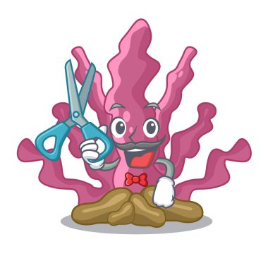 Karakter şeklinde pembe deniz yosunu berber