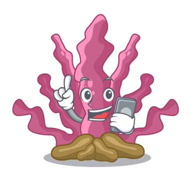 Karakter şekli ile telefon pembe yosun