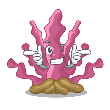 Deniz altında pembe deniz yosunu çizgi film kırpmak