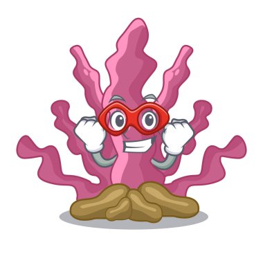 Süper kahraman pembe deniz yosunu karikatürler deniz altında