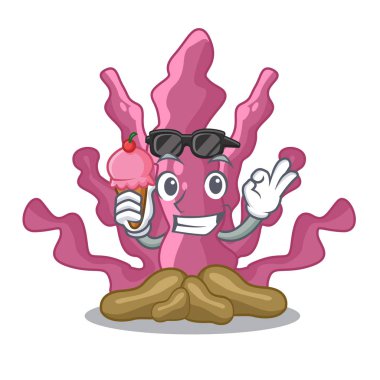 Altında belgili tanımlık deniz ile dondurma pembe deniz yosunu karikatürler