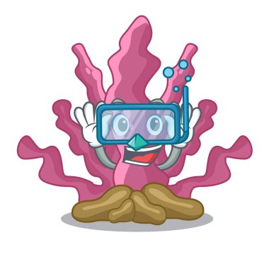 Deniz altında dalış pembe deniz yosunu karikatürler