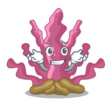 Deniz altında sırıtan pembe deniz yosunu karikatürler