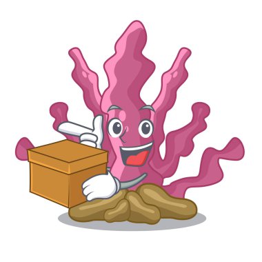 Altında belgili tanımlık deniz ile kutu pembe deniz yosunu karikatürler