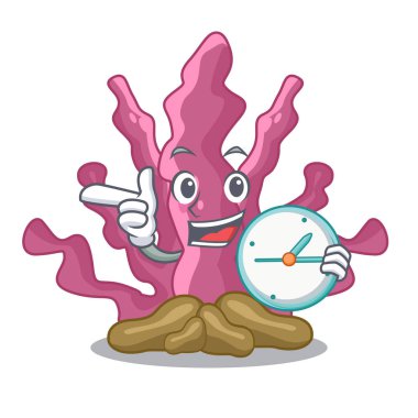 Altında belgili tanımlık deniz ile saat pembe deniz yosunu karikatürler