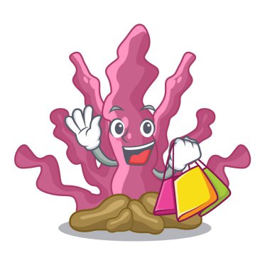 Deniz altında alışveriş pembe deniz yosunu karikatürler