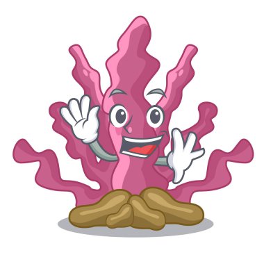 Pembe deniz yosunu karikatürler deniz altında sallayarak