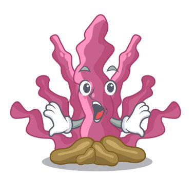 Karikatür izole sürpriz pembe deniz yosunu