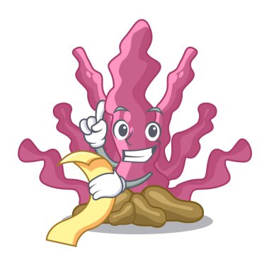 Karikatür izole menü pembe deniz yosunu ile