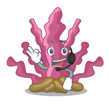 Maskot akvaryum ile kulaklık pembe yosun