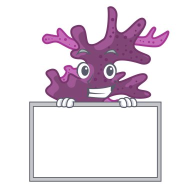 Kurulu mor mercan kayalığı karikatür akvaryum ile sırıtarak