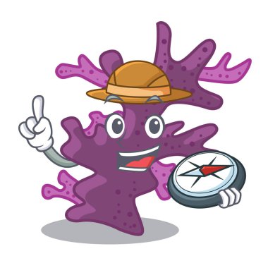 Explorer karikatür mor mercan resif deniz altında