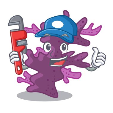 Tesisatçı mor mercan kayalığı şekil maskot