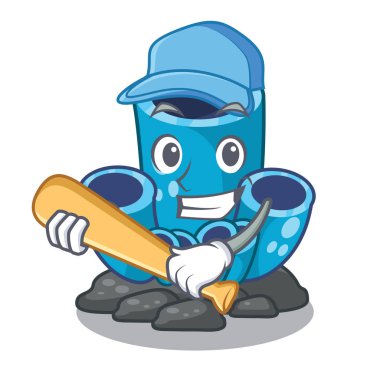 Beyzbol mavi sünger mercan şekli çizgi film oynarken