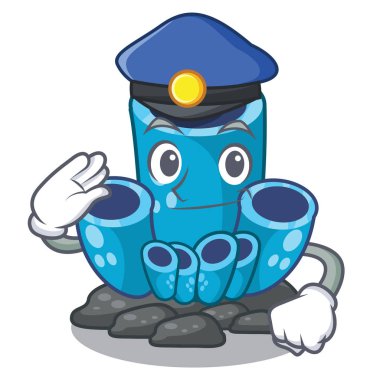 Polis sünger mercan şekli çizgi film mavi.