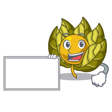 Bir çizgi film kase ile yönetim kurulu physalis meyve