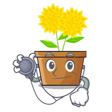 Doktor dahlia çiçeği karikatür şeklinde