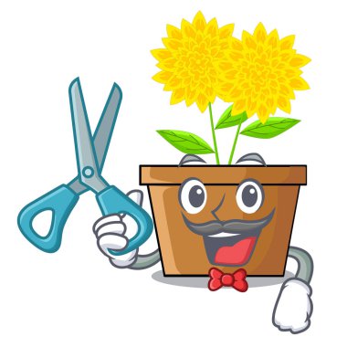 Kuaför dahlia çiçeği karikatür şeklinde