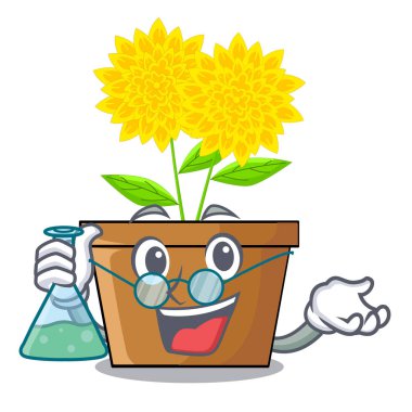 Karikatür izole Profesör dahlia çiçeği