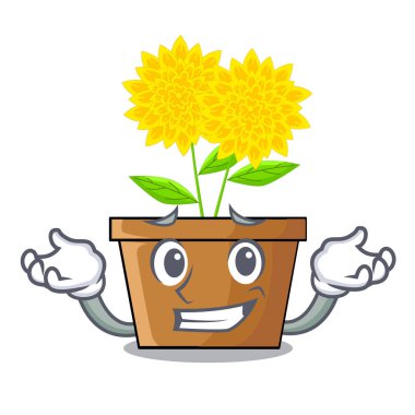 Karikatür izole sırıtan dahlia çiçeği