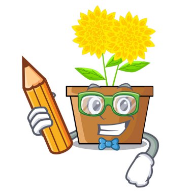 Karikatür izole öğrenci dahlia çiçeği