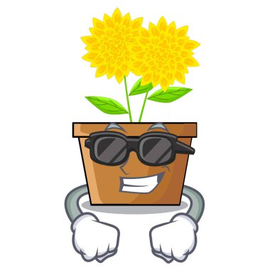 Karikatür izole süper cool dahlia çiçeği