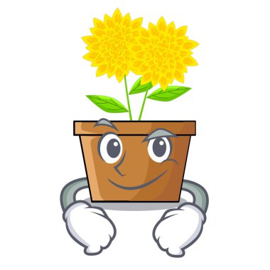 Karikatür izole smirking dahlia çiçeği