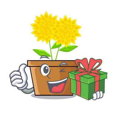 Maskot kök ile hediye dahlia çiçeği