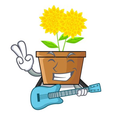 Maskot kök ile gitar dahlia çiçeği