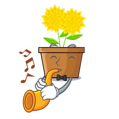 Maskot kök ile trompet dahlia çiçeği
