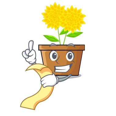 Maskot kök ile menü dahlia çiçeği