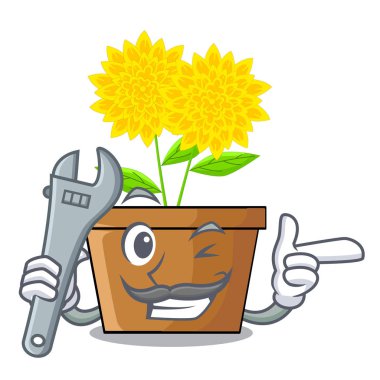 Mekanik dahlia çiçeği karakter tencere