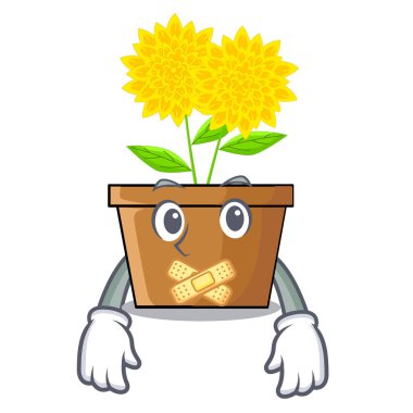 Sessiz dahlia çiçeği karakter tencere