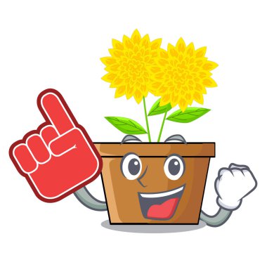 Köpük parmak dahlia çiçeği karakter tencere