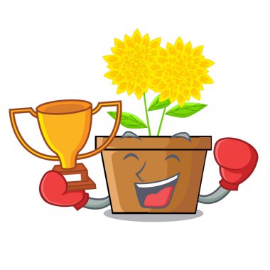 Boks şampiyonu yıldız çiçeği çiçek karakter tencere