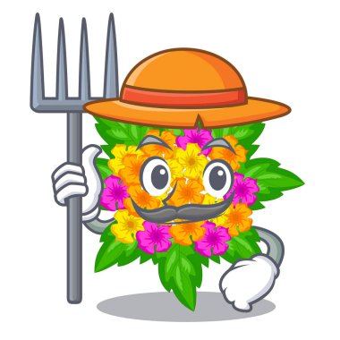 Çiftçi lantana çiçek maskot tencere