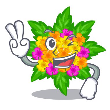 İki parmak lantana çiçek karikatür kök üzerinde sopa