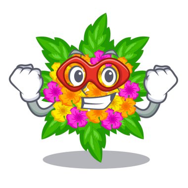 Süper kahraman lantana çiçek sopa karikatür kök üzerinde